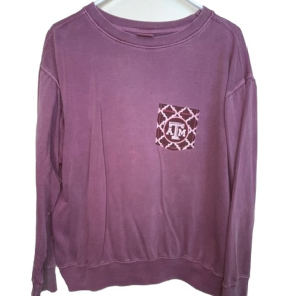 Texas A&M Mauve Crewneck Sweatshirt Washed Cotton Sz M - Picture 10 of 10